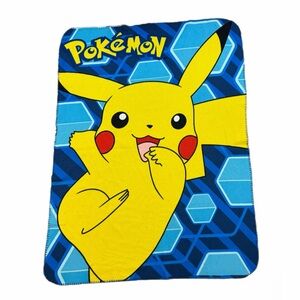Pokemon Pikachu Fleece Throw Blanket vintage 90s Kids Soft Cozy Warm Lap 42x56